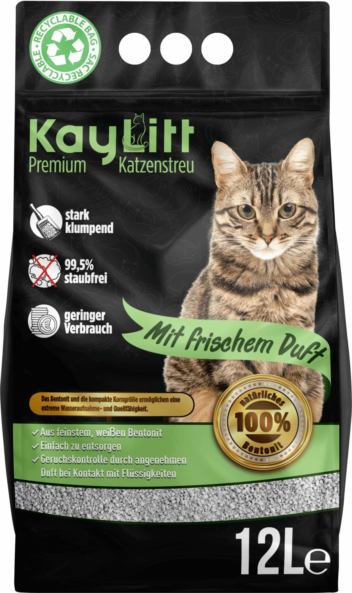 KayLitt Premium White Ultra Katzenstreu mit frischem Duft