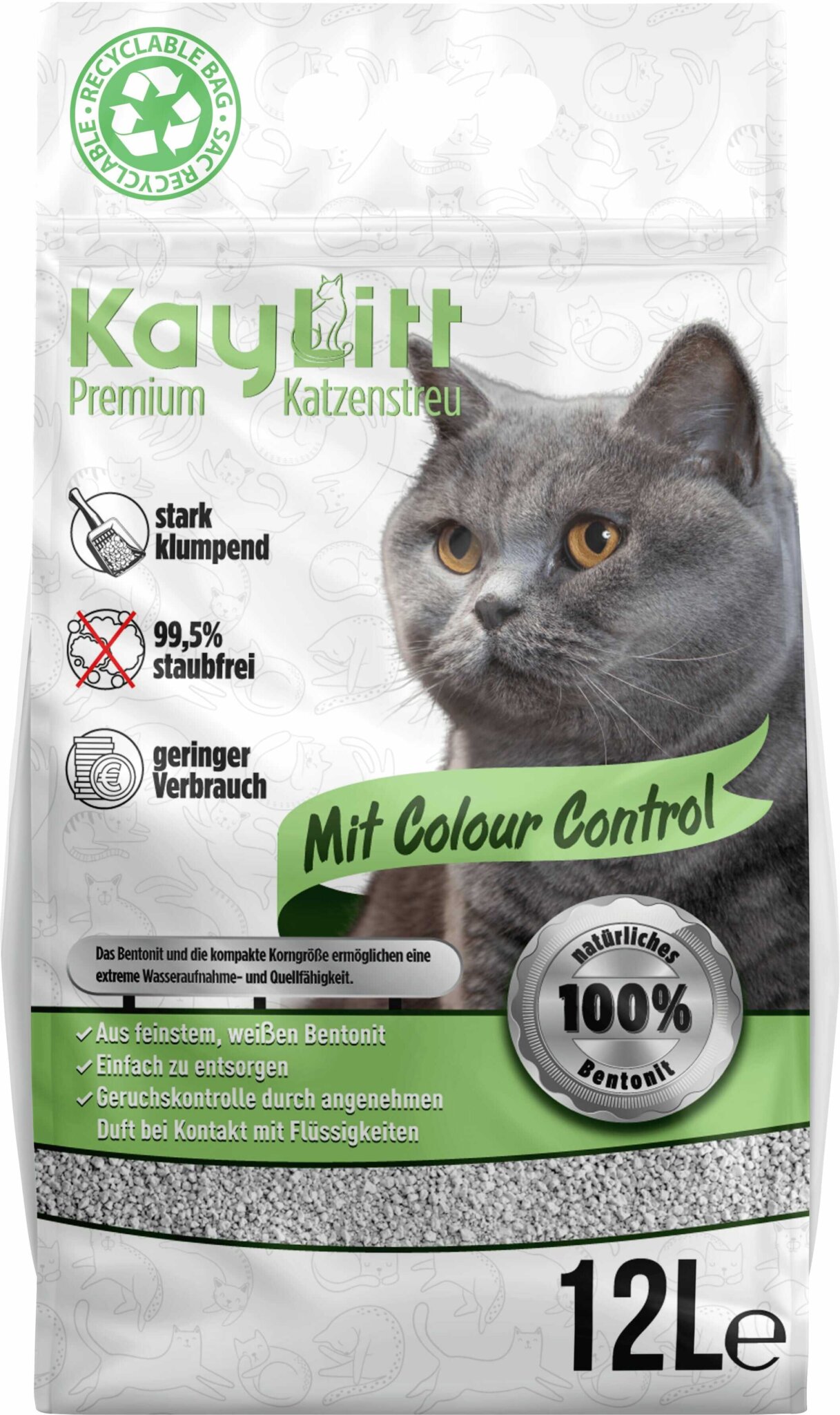 KayLitt Premium White Ultra Katzenstreu mit Colour Control