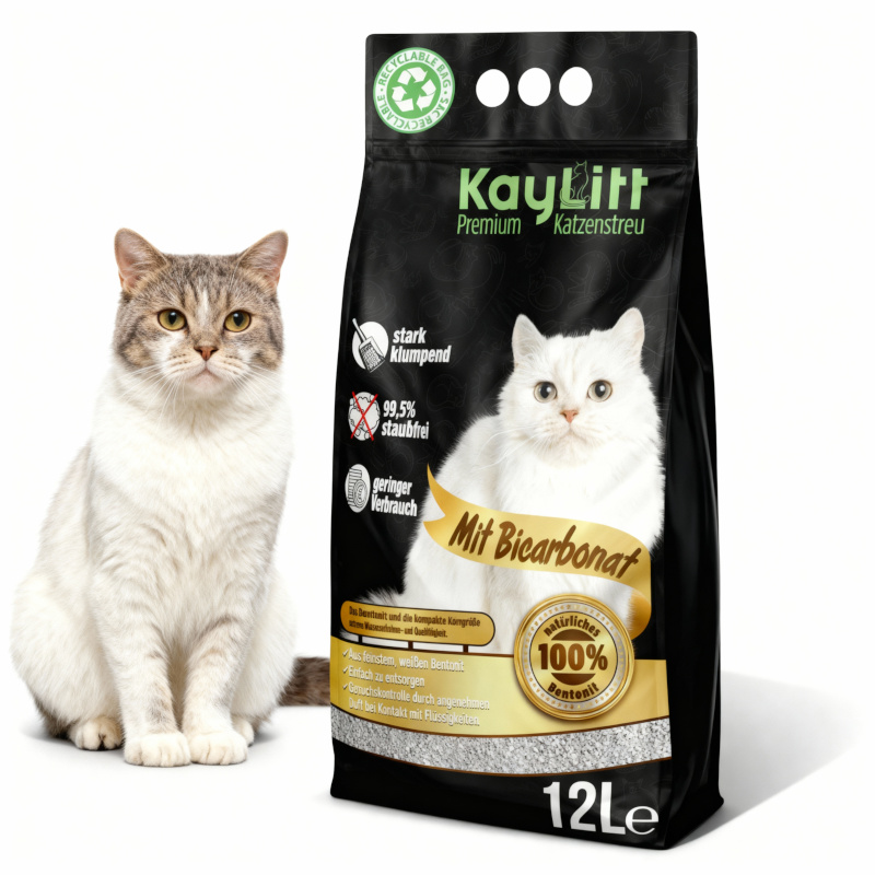 KayLitt Premium White Ultra Katzenstreu mit Bicarbonat